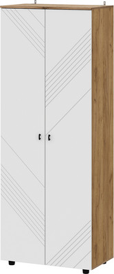 Шкаф Mio Tesoro Байкал двухстворчатый комбинированный (дуб золотистый/белый матовый)