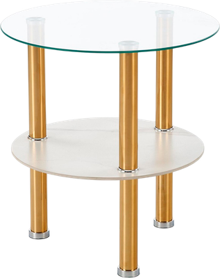 Журнальный столик Halmar Ducat S (белый мрамор/прозрачный/золото)