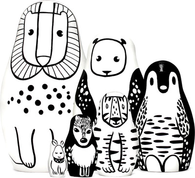 Матрешка сувенирная Брестская Фабрика Сувениров С черными и белыми животными / 6312