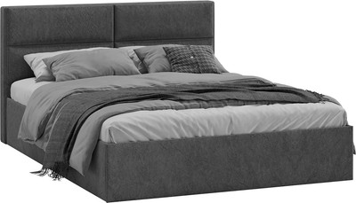 Полуторная кровать ТриЯ Глосс универсальная с ПМ тип 1 140x200 (микровелюр Wellmart Graphite)