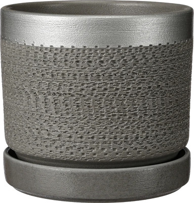 Вазон Композит Брюссель Цилиндр №3 / КС-Ц3-285-2231 (2.6л, серый/серебро)