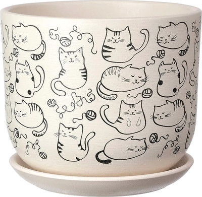 Вазон Композит Коты №2 / КС-Бук2-155-03 (1.6л, белый бук)