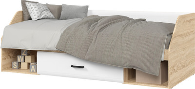 Кровать-тахта Стендмебель Либерти КР 03 194х66х85 (мдф белый глянец/дуб сонома)