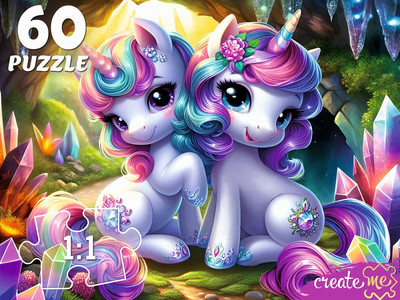 Пазл РЫЖИЙ КОТ Единороги среди кристаллов / Ф60-4528