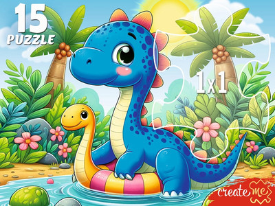 Пазл РЫЖИЙ КОТ Динозаврик в пруду / УК15-0204