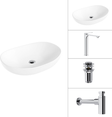 Умывальник со смесителем Lauter 21502 + Rio 21AM12672 + сифон 21635CH + дон.клапан 21190CH (хром)