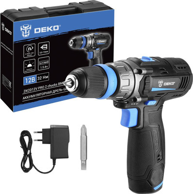 Аккумуляторная дрель-шуруповерт Deko ZKCD12V PRO / 084-1013