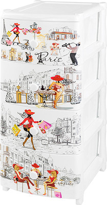 Комод пластиковый El Casa Париж 4-х секционный / 640043 (белый)