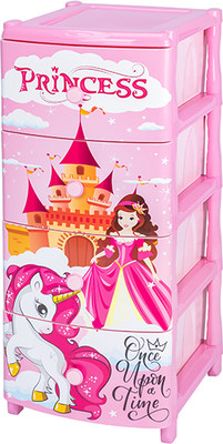 Комод пластиковый El Casa Замок 4-х секционный / 640029 (розовый)