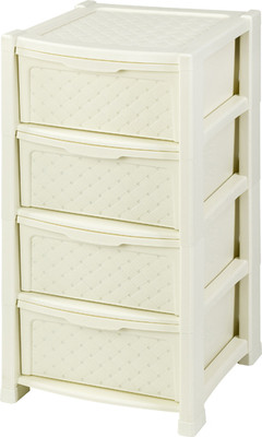Комод пластиковый El Casa Виола 4-х секционный / 640233 (слоновая кость)
