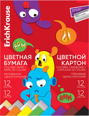Набор цветной бумаги и картона Erich Krause Jolly Friends / 63637 (24л)