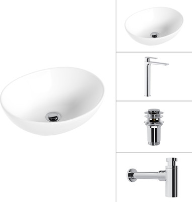 Умывальник со смесителем Lauter 21652 + Reef 21CK8678C + сифон 21635CH + дон.клапан 21190CH (хром)