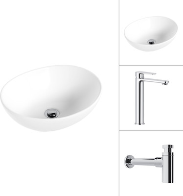 Умывальник со смесителем Lauter 21652 + Moon 21СK81691C с сифоном 21635CH (хром)