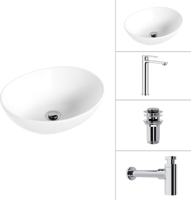 Умывальник со смесителем Lauter 21652 + Moon 21СK81691C + сифон 21635CH + дон.клапан 21190CH (хром)