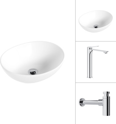 Умывальник со смесителем Lauter 21652 + Rio 21AM12672 с сифоном 21635CH (хром)