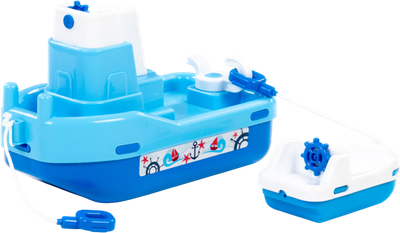 Набор игрушек для ванной Полесье №402: буксир Лагуна и кораблик №4 / 61175 (синий/голубой)