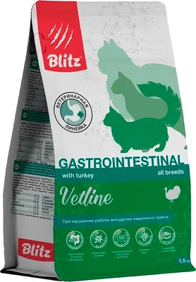 Сухой ветеринарный корм для кошек Blitz Pets Vetline Gastrointestinal с индейкой / 4451В (1.5кг)