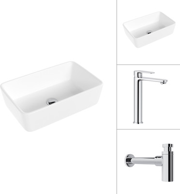 Умывальник со смесителем Lauter 21674A + Moon 21СK81691C с сифоном 21635CH (хром)