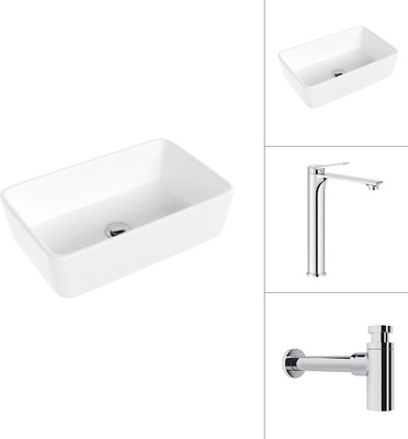 Умывальник со смесителем Lauter 21674A + Rio 21AM12672 с сифоном 21635CH (хром)