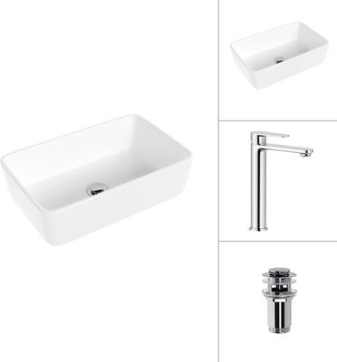 Умывальник со смесителем Lauter 21674A + Moon 21СK81691C с донным клапаном 21190CH (хром)