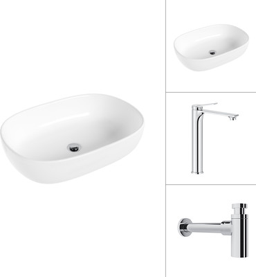 Умывальник со смесителем Lauter 21836 + Rio 21AM12672 с сифоном 21635CH (хром)