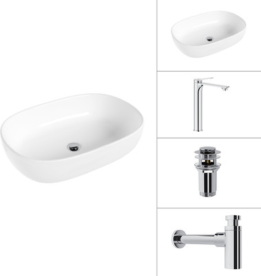 Умывальник со смесителем Lauter 21836 + Rio 21AM12672 + сифон 21635CH + дон.клапан 21190CH (хром)