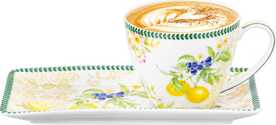 Чашка с блюдцем Elan Gallery Лимоны / 420758 (New Bone China)