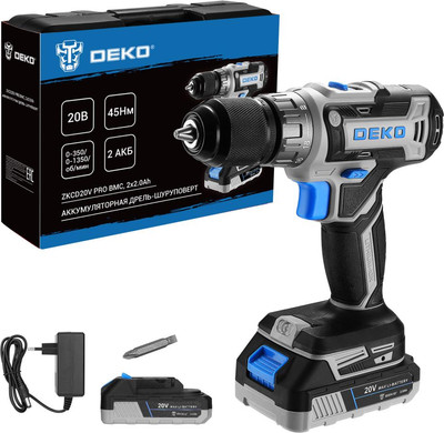Аккумуляторная дрель-шуруповерт Deko ZKCD20V Pro / 084-1005