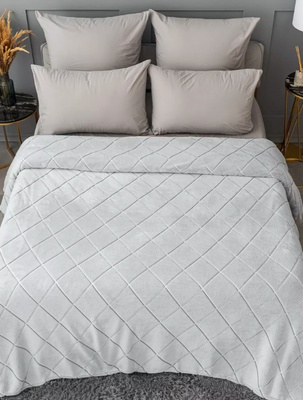 Плед Павлина Skandi Тиснение ромбы 200x220 (серый)