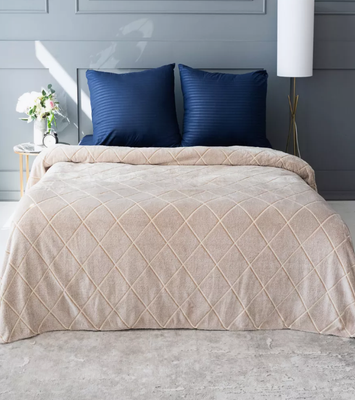 Плед Павлина Skandi Тиснение ромбы 220x240 (бежевый)