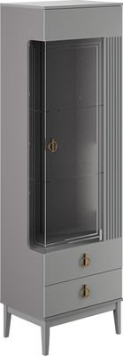 Шкаф с витриной Bravo Мебель Фарго 1-дв. правый (серый шифер/лак антрацит)