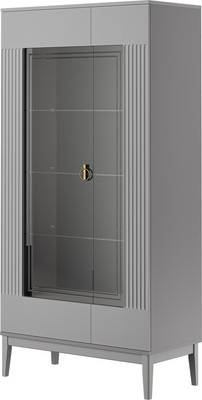 Шкаф с витриной Bravo Мебель Фарго 2-дв (серый шифер/лак антрацит)