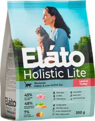 Сухой корм для кошек Elato Holistic Lite Для стерилизованных кошек с ягненком и индейкой (300г)