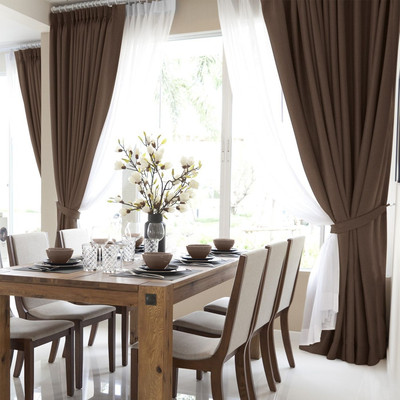 Комплект штор Волшебная ночь Рогожка с подхватами 200x270/757477 (2шт, шоколад)