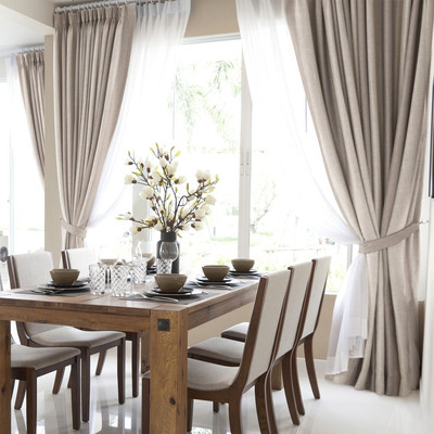 Комплект штор Волшебная ночь Рогожка с подхватами 200x270/757479 (2шт, зебра-экрю)