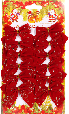 Набор елочных игрушек Darvish Бантик новогодний бархатный / DV-C-191 (12шт/уп)