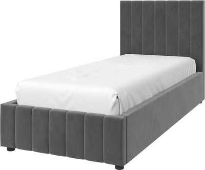 Односпальная кровать Bravo Мебель Нельсон 90х200 без ПМ Стандарт 5 вариант (светло-серый, вертикаль)