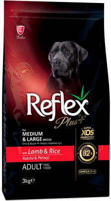 Сухой корм для собак Reflex Plus Для взрослых собак средних и крупных пород с ягненком и рисом (3кг)