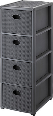 Комод пластиковый El Casa Elegance 4-х секционный / 640541 (графитовый)