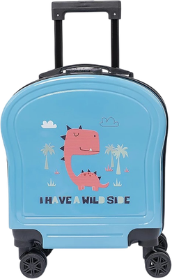 Чемодан на колесах Ecotope Динозавр / 324-S-1-16-NAV (голубой)