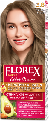 Крем-краска для волос Florex Super Кератин тон 3.8 ольха