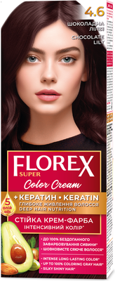 Крем-краска для волос Florex Super Кератин тон 4.6 шоколадная лилия