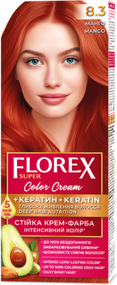 Крем-краска для волос Florex Super Кератин тон 8.3 манго