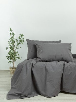 Комплект постельного белья Блакiт Вареный хлопок 2сп 50х70 / 18-0202 (графит)