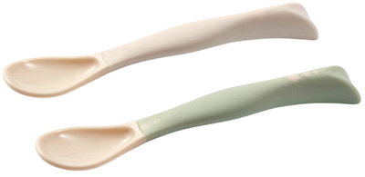 Набор столовых ложек для кормления BabyOno 1066/07 (2шт, бежевый/зеленый)