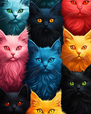 Набор алмазной вышивки Феникс+ Цветные коты / 70826
