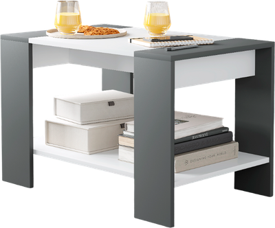 Журнальный столик Горизонт Мебель Квадро (серый графит/белый)