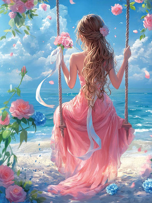 Набор алмазной вышивки Феникс+ Девушка на качелях / 70852