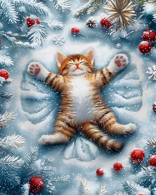 Набор алмазной вышивки Феникс+ Кот в снегу / 70863