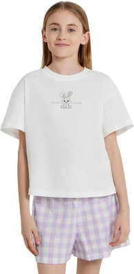 Пижама детская Mark Formelle 567748 (р.116-60, белый/клетка на светло-лиловом)